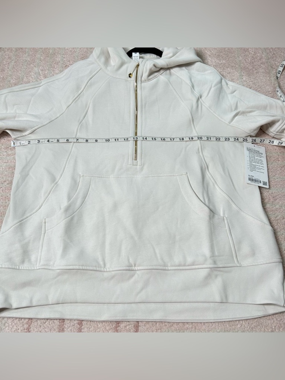 NWT Lululemon Scuba Oversized Half Zip Long Hoodie Size XL/XXL Ivory Gold - Picture 9 of 12